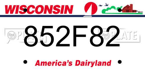 852F82 Wisconsin License Plate