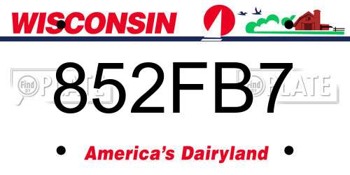 852FB7 Wisconsin License Plate