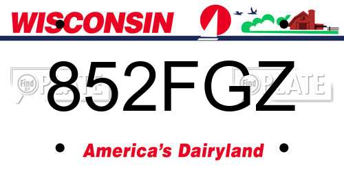 852FGZ Wisconsin License Plate