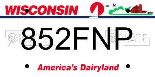 852FNP Wisconsin License Plate