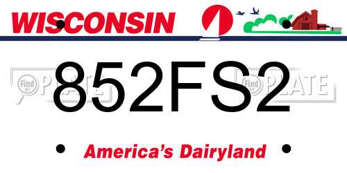 852FS2 Wisconsin License Plate