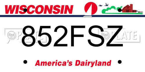 852FSZ Wisconsin License Plate