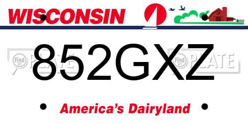 852GXZ Wisconsin License Plate