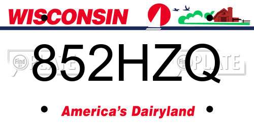 852HZQ Wisconsin License Plate