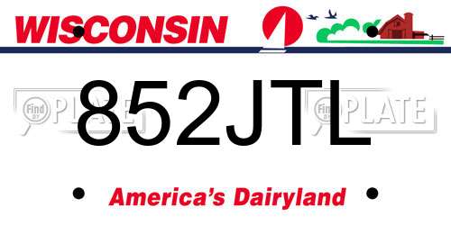 852JTL Wisconsin License Plate