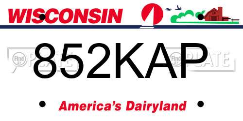 852KAP Wisconsin License Plate