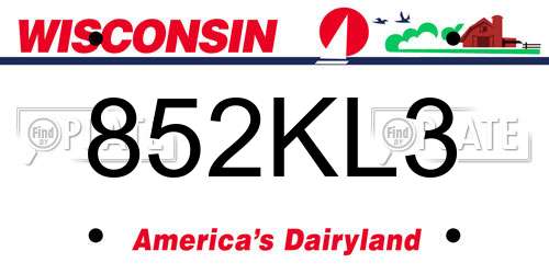 852KL3 Wisconsin License Plate