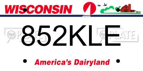 852KLE Wisconsin License Plate