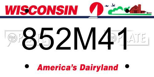 852M41 Wisconsin License Plate