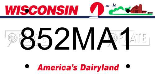 852MA1 Wisconsin License Plate