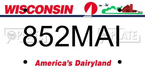 852MAI Wisconsin License Plate