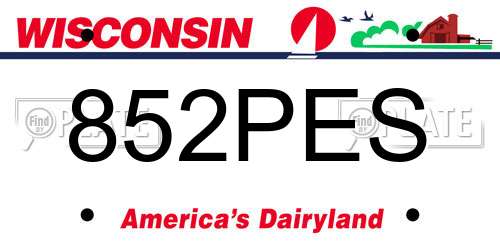 852PES Wisconsin License Plate