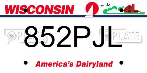 852PJL Wisconsin License Plate