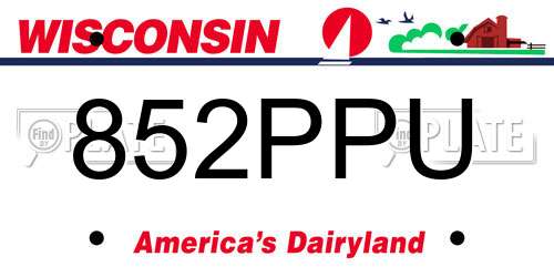 852PPU Wisconsin License Plate