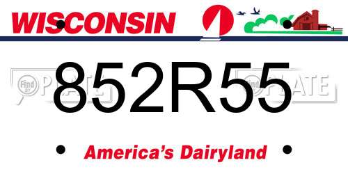 852R55 Wisconsin License Plate