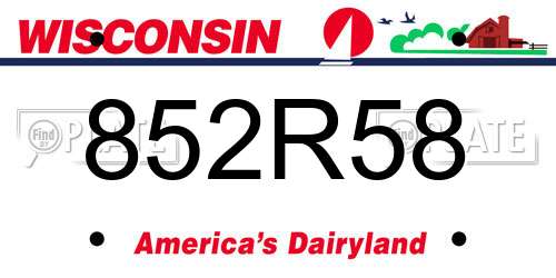 852R58 Wisconsin License Plate