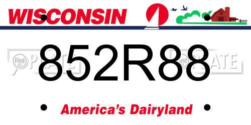 852R88 Wisconsin License Plate