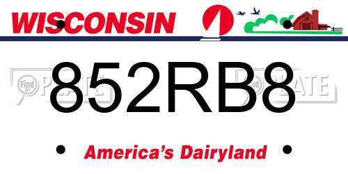 852RB8 Wisconsin License Plate