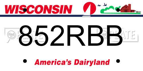 852RBB Wisconsin License Plate