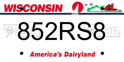852RS8 Wisconsin License Plate