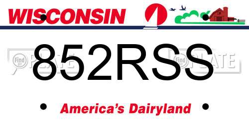 852RSS Wisconsin License Plate