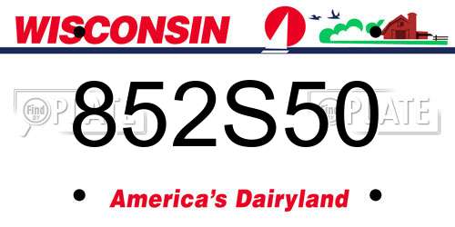 852S50 Wisconsin License Plate