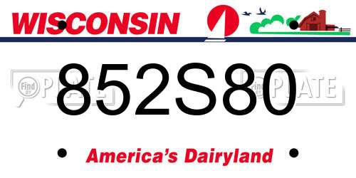 852S80 Wisconsin License Plate
