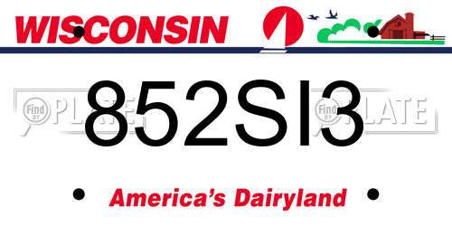 852SI3 Wisconsin License Plate