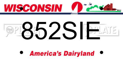 852SIE Wisconsin License Plate