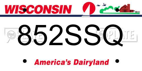 852SSQ Wisconsin License Plate