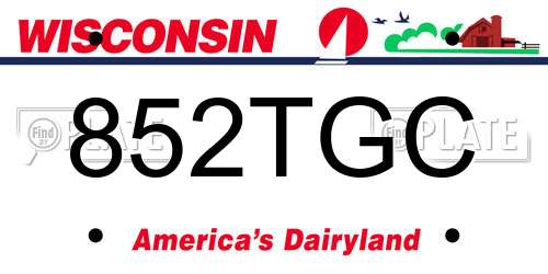 852TGC Wisconsin License Plate