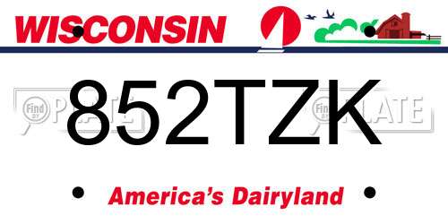 852TZK Wisconsin License Plate