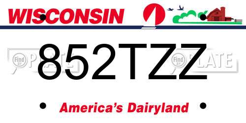 852TZZ Wisconsin License Plate