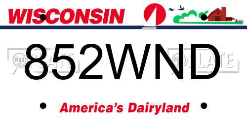 852WND Wisconsin License Plate