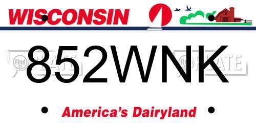 852WNK Wisconsin License Plate