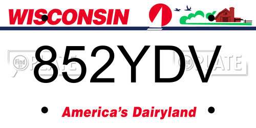 852YDV Wisconsin License Plate