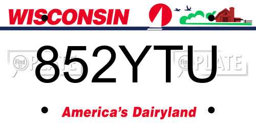 852YTU Wisconsin License Plate