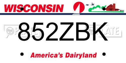 852ZBK Wisconsin License Plate