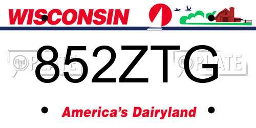 852ZTG Wisconsin License Plate