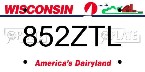 852ZTL Wisconsin License Plate