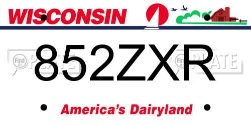 852ZXR Wisconsin License Plate