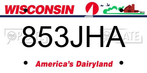 853JHA Wisconsin License Plate