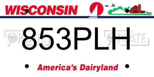 853PLH Wisconsin License Plate