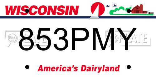 853PMY Wisconsin License Plate