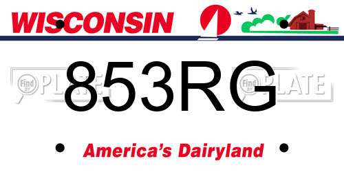 853RG Wisconsin License Plate