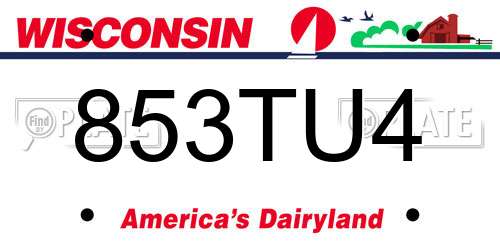 853TU4 Wisconsin License Plate