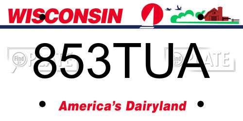 853TUA Wisconsin License Plate