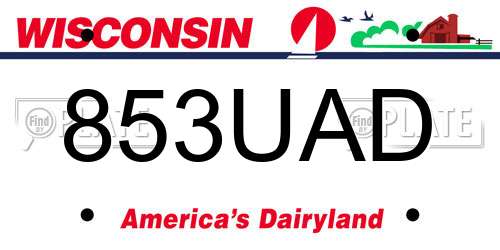 853UAD Wisconsin License Plate