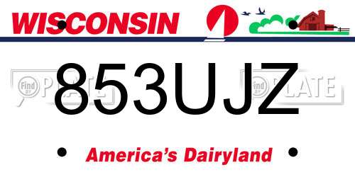 853UJZ Wisconsin License Plate