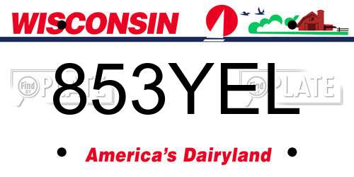 853YEL Wisconsin License Plate